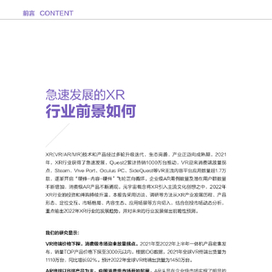 2022年XR產(chǎn)業(yè)投資報(bào)告