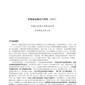 2025年安徽省金融運(yùn)行報(bào)告
