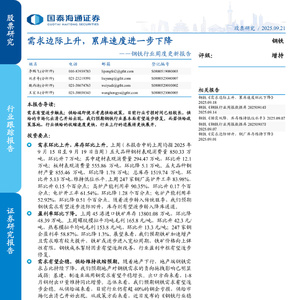 2025年鋼鐵行業(yè)周度更新報(bào)告