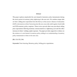 2025年欧洲央行货币政策成本渠道研究报告